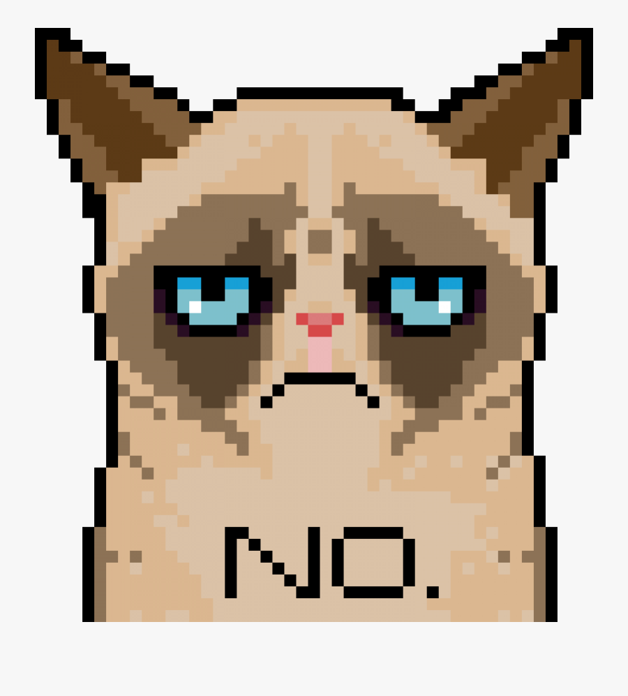 Grumpy Cat Pixel - Cat Minecraft Pixel Art, Transparent Clipart