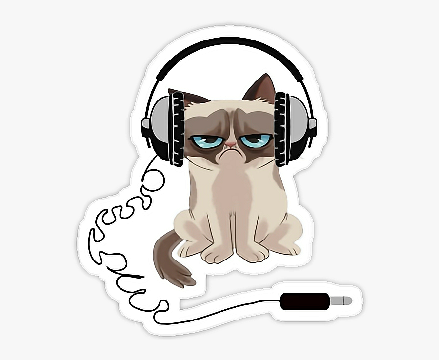 #grumpycat #headphones #cat #cats #sticker - Official Grumpy Cat Logo, Transparent Clipart