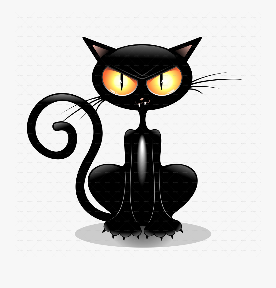 Black Cat In Cartoons, Transparent Clipart