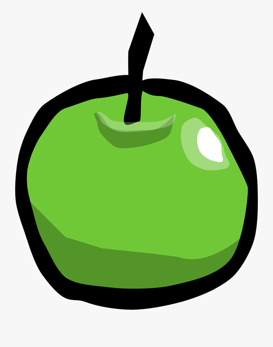 Apple, Fruit, Delicious, Tasty, Food, Green, Yummy - Cartoon Apple, Transparent Clipart