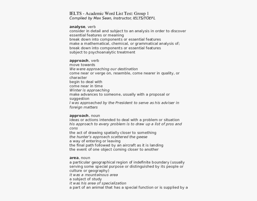 Doc) Ielts -academic Word List Test - Se Luiz Trabalha Com Rh Então Pedro Trabalha Com Financeiro, Transparent Clipart