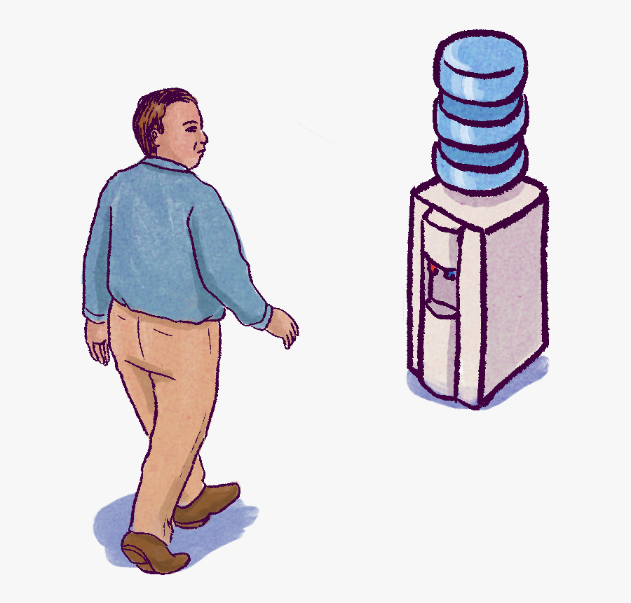 Employee Walking To Watercooler - Illustration, Transparent Clipart