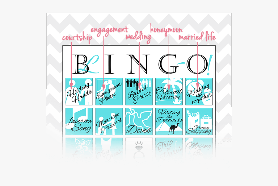 Bingo Card Showing Different Wedding Related Themes - Graphic Design, Transparent Clipart