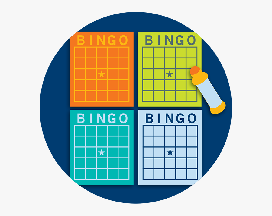 Four Bingo Cards With A Dauber - Orange, Transparent Clipart
