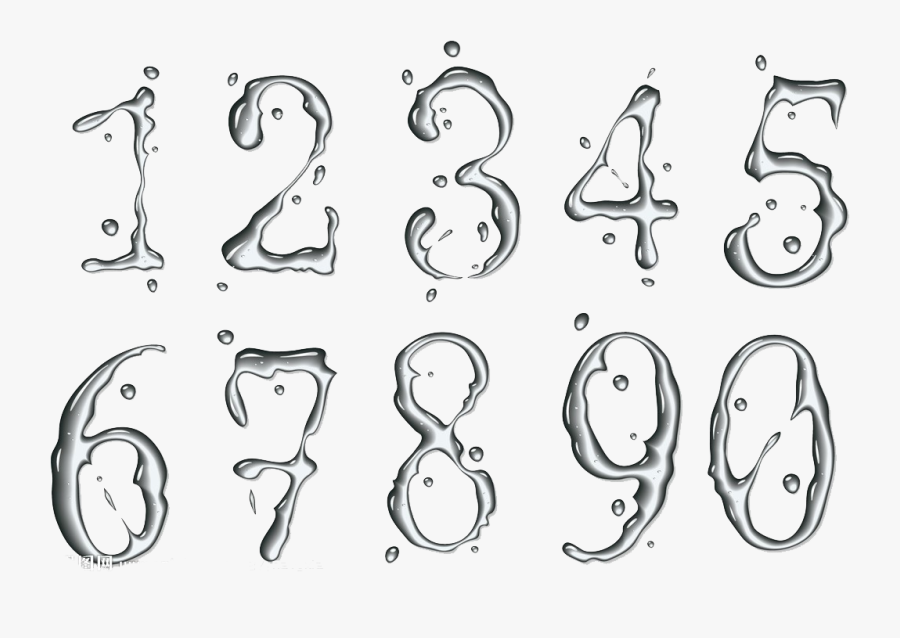 Water Tattoo Number Droplets Digital Free Transparent - Water Droplets On Paper, Transparent Clipart