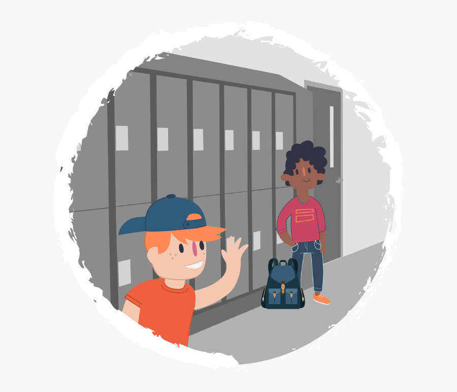 Transparent Kid With Backpack Clipart - Two Friends Talking To Each Other Kids, Transparent Clipart