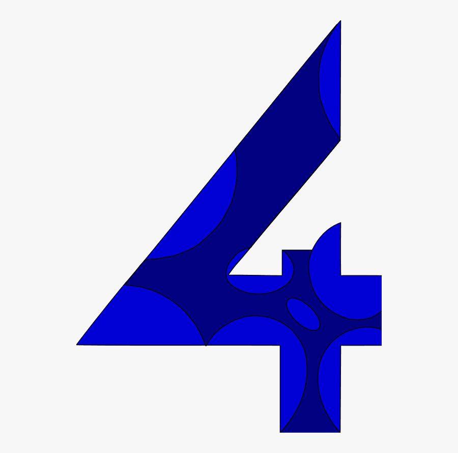 Number 4 Color Blue, Transparent Clipart