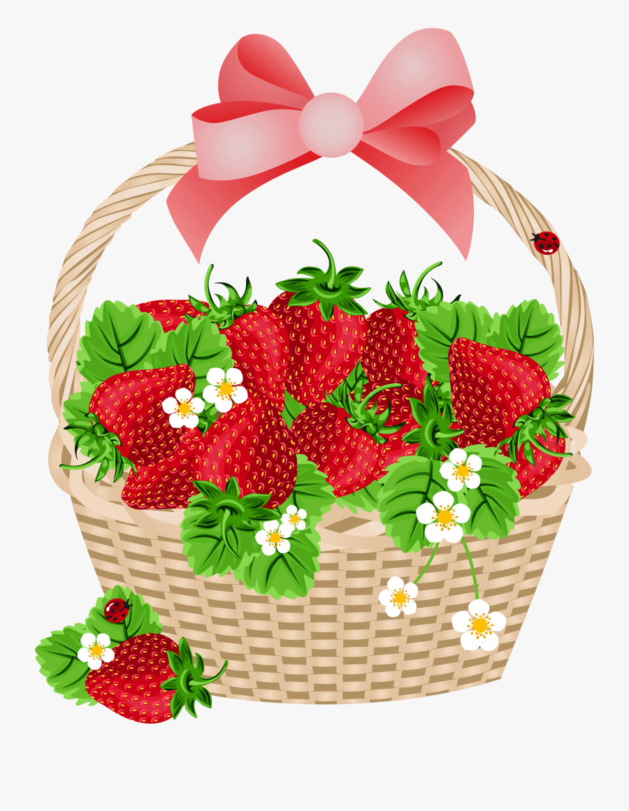 Strawberry Basket Clipart - Basket Of Strawberries Clipart, Transparent Clipart