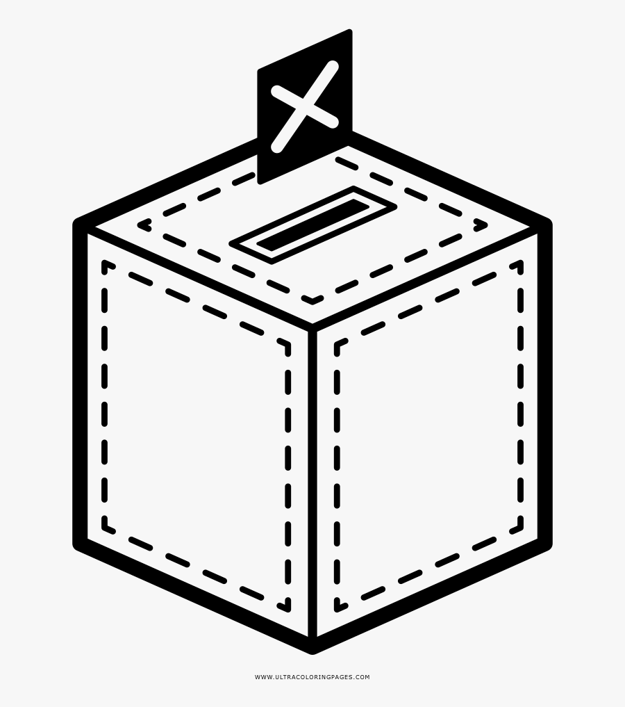 Ballot Box Coloring Page - Vector Graphics, Transparent Clipart