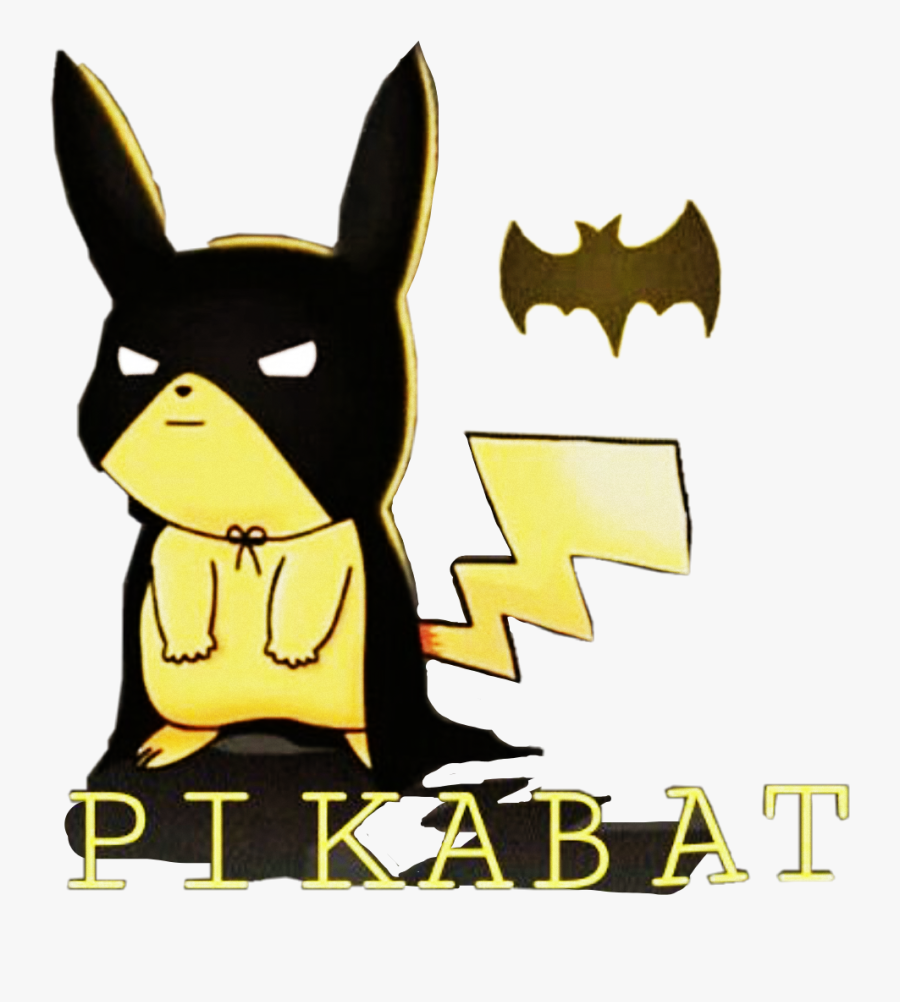Pikachu Pokemon Batman Mask Word Text Funny Sticker - Pikachu Batman, Transparent Clipart