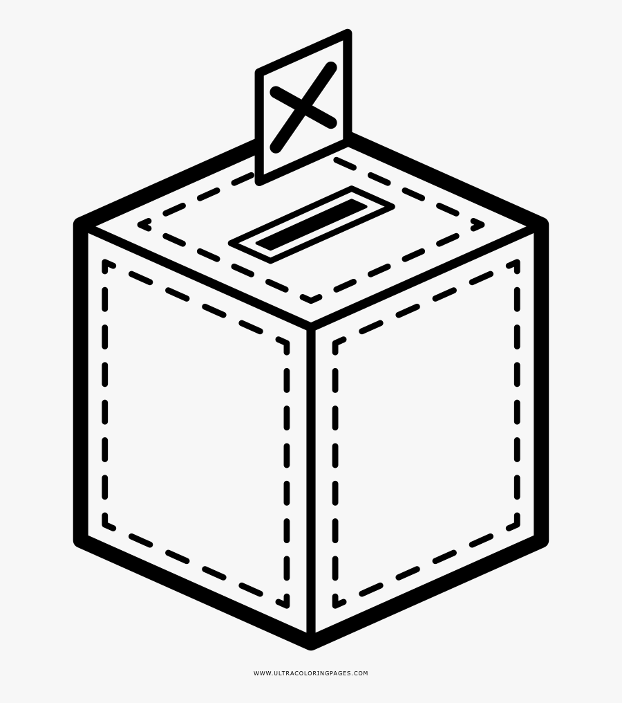 Ballot Box Coloring Page, Transparent Clipart