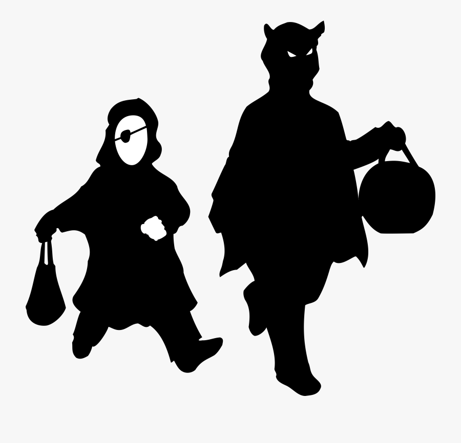 Halloween Shadow Clip Art - Mother Daughter Silhouette Png, Transparent Clipart
