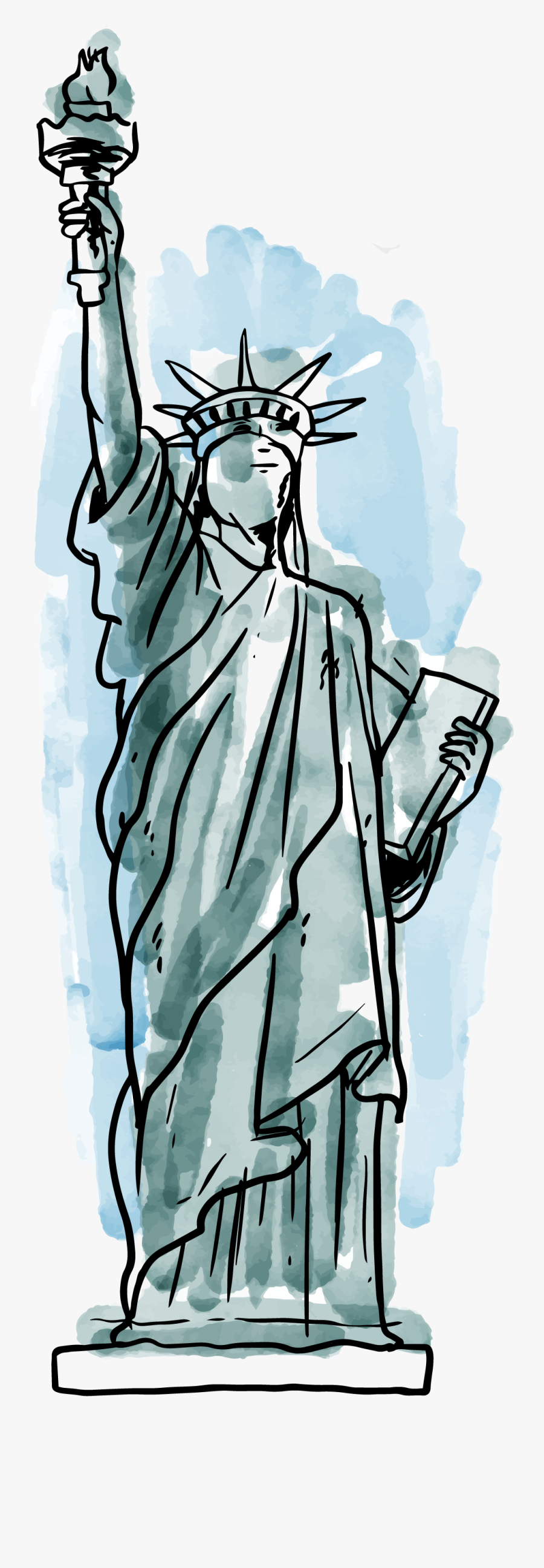 Transparent Statue Of Liberty Clipart - Statue Of Liberty Watercolor Png, Transparent Clipart