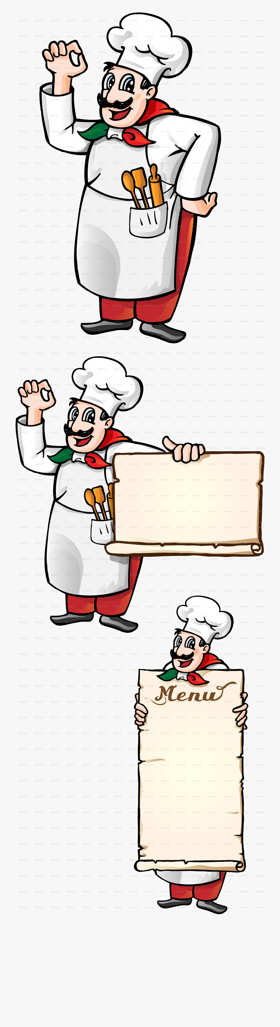 By Doomko Graphicriver Set - Menu Sign Italian Chef Clipart, Transparent Clipart