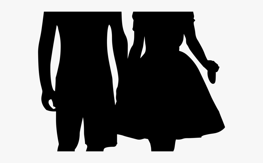 Romantic Clipart Black And White - Couple Holding Hands Silhouette, Transparent Clipart
