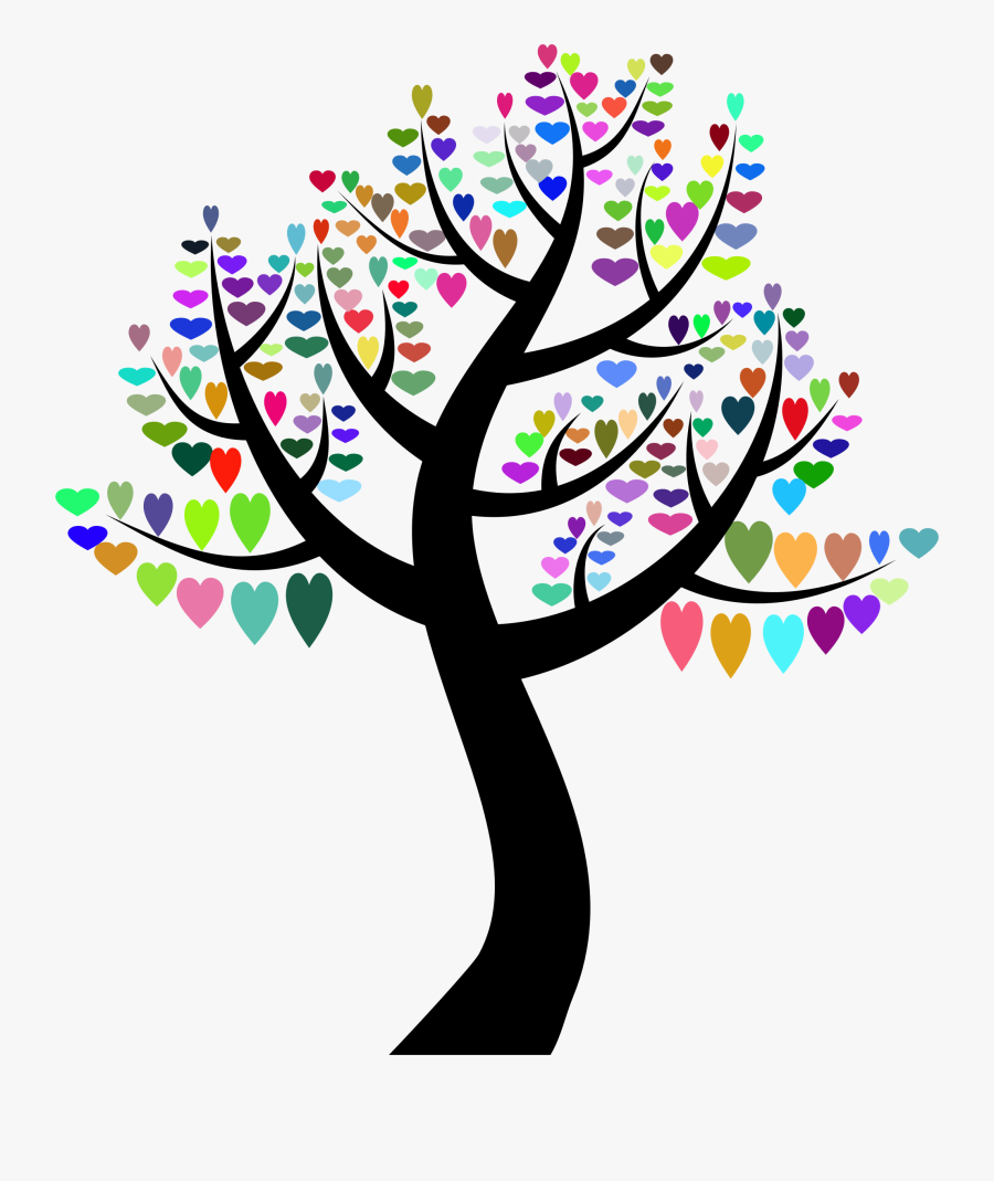 Simple Hearts Big Image - Tree With Colorful Leaves, Transparent Clipart