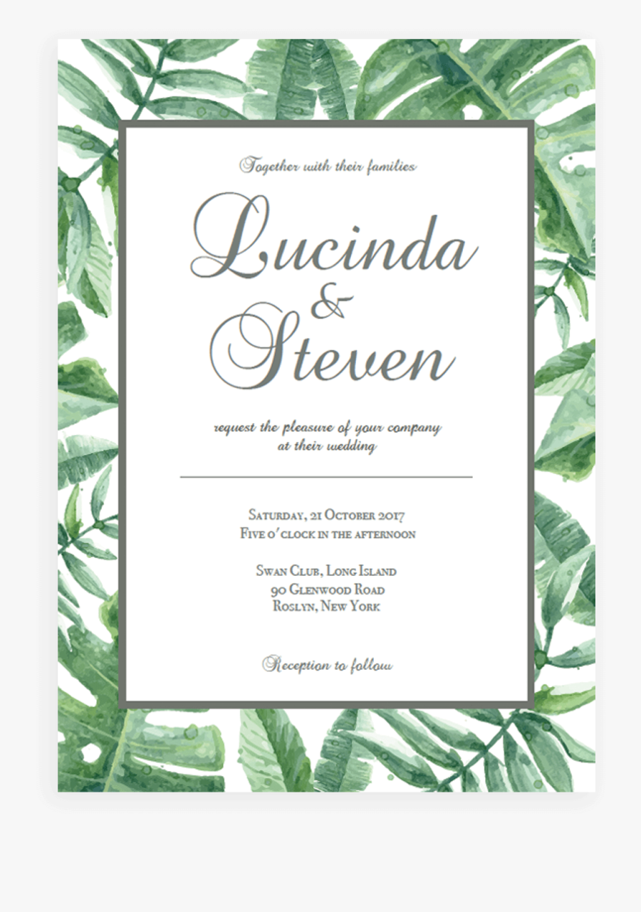 Clip Art Botanical Wedding Invitation Download - Evergreen, Transparent Clipart