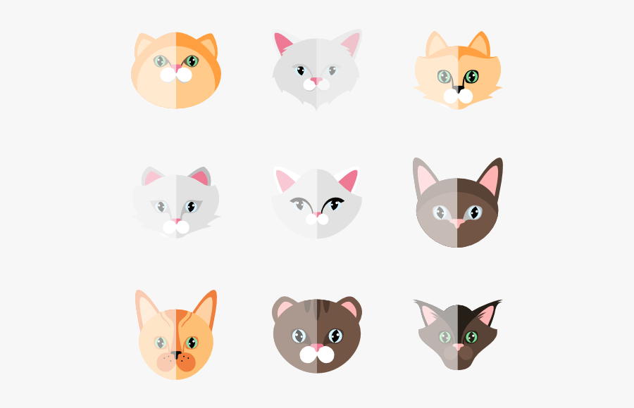 Cat,cartoon,clip Art,felidae,small To Medium-sized - Cat Flat Icon, Transparent Clipart