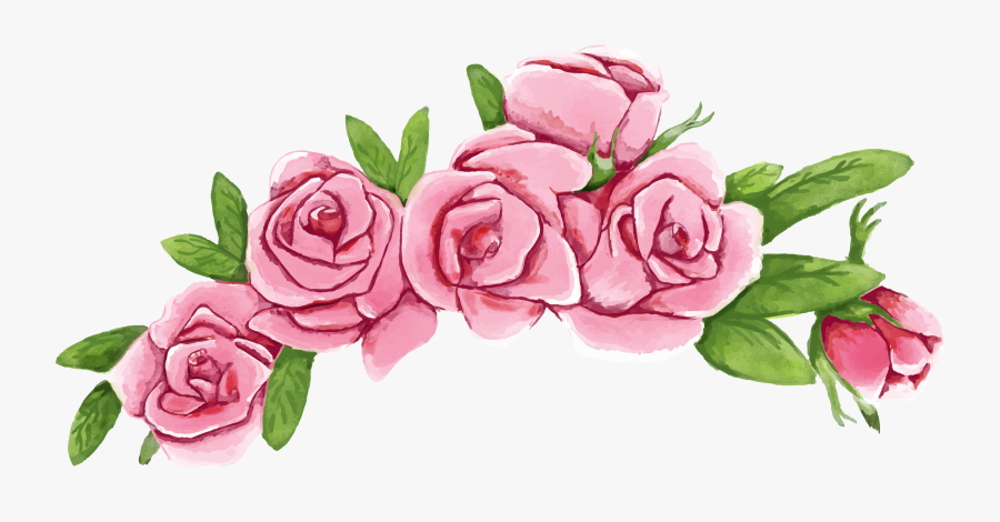 Beach Rose Flower Wreath Euclidean Hand Painted - Flower Crown Vector Png, Transparent Clipart