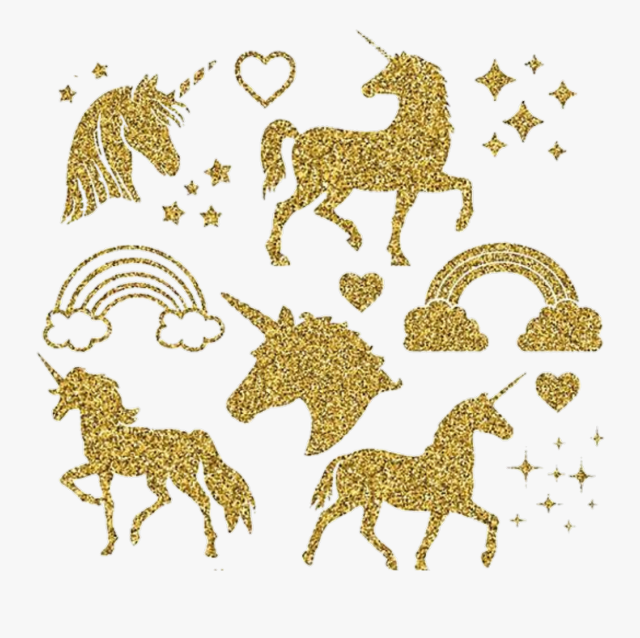 Unicorn Clipart Glitter Gold - Silhouette Of A Unicorn, Transparent Clipart
