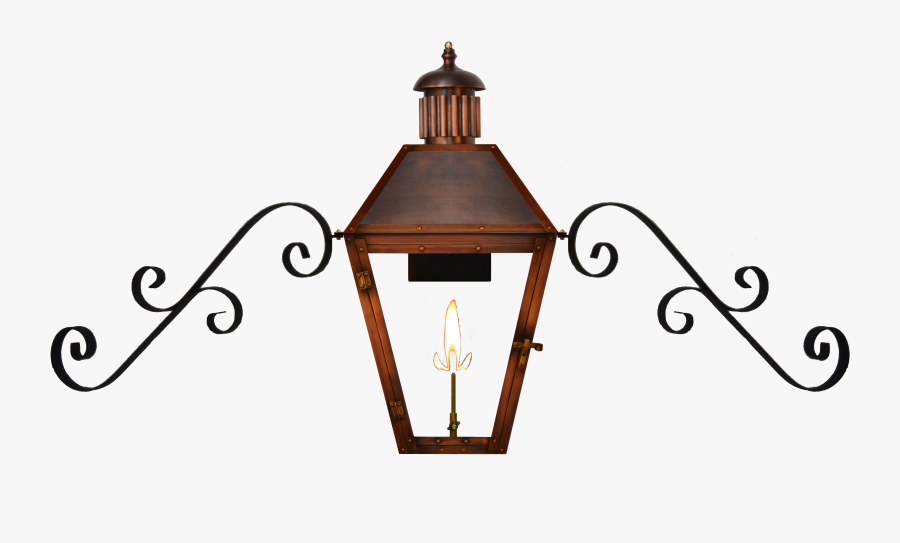 Georgetown Wall Gas Lantern With Dual Scroll Mustache - Gas Lantern With Scroll, Transparent Clipart