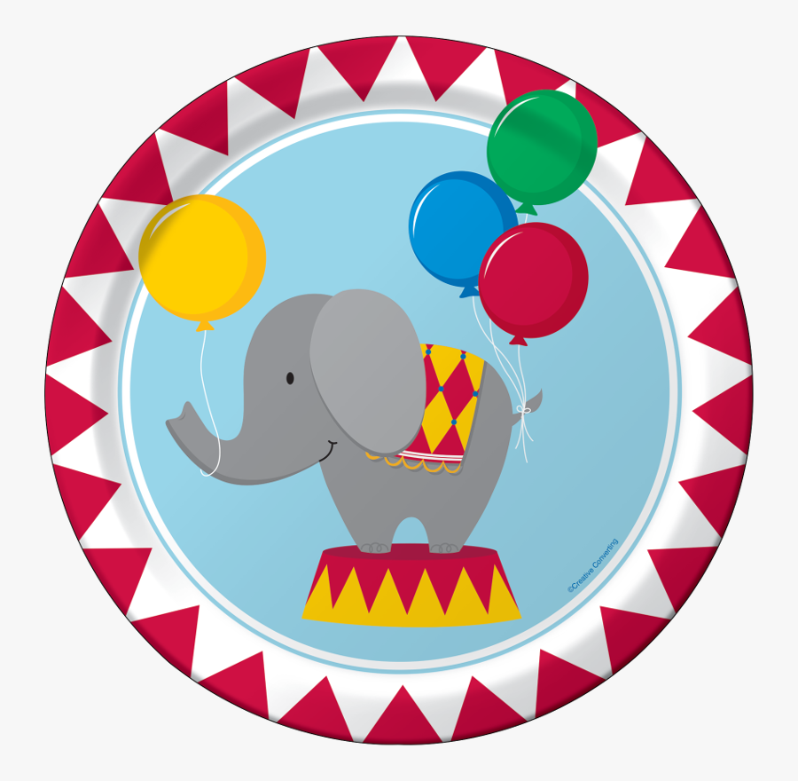 Circus Time Birthday Plates By Creative From - 1st Birthday Carnival Theme, Transparent Clipart