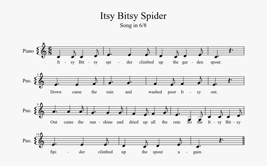 Itsy Bitsy Spider Sheet Music, Transparent Clipart