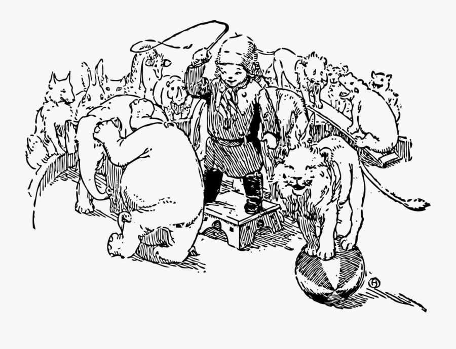 Animals, Ringmaster, Center, Circus, Acts, Wrestle - Circus, Transparent Clipart
