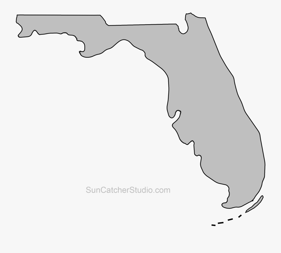 Grey Florida State Outline, Transparent Clipart