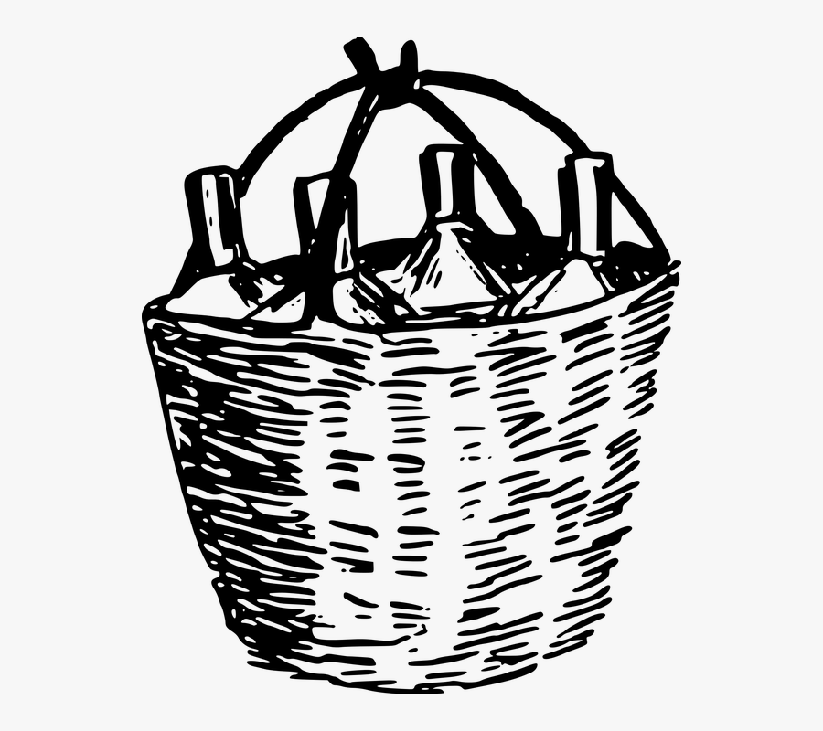 Clipart Bottle In The Basket, Transparent Clipart