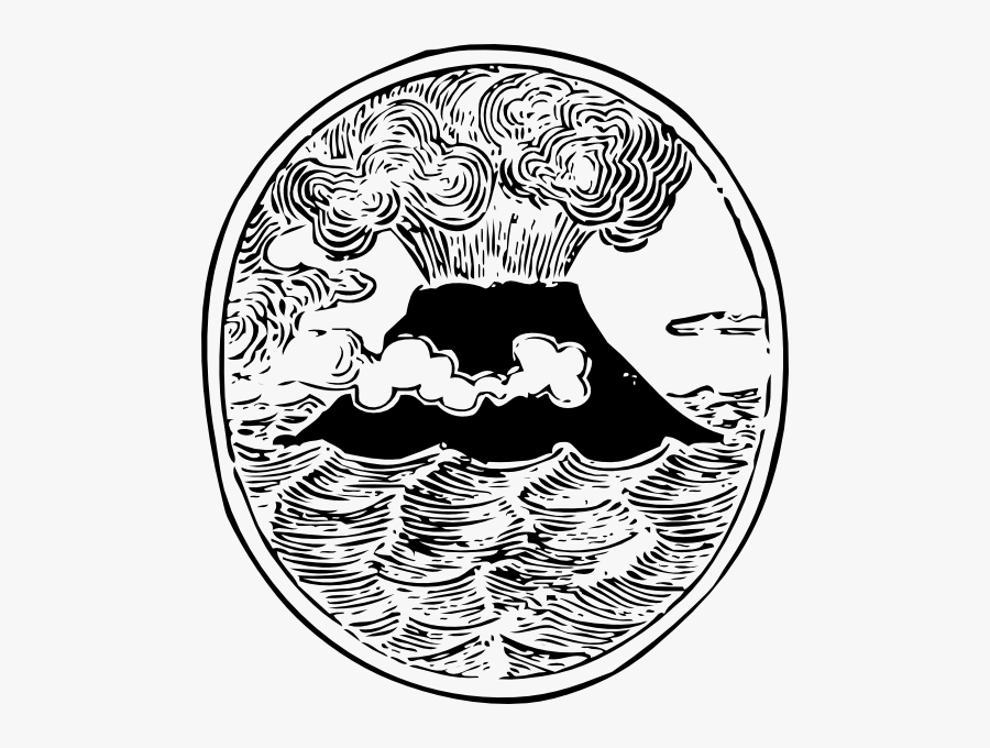 Volcano Line Drawing, Transparent Clipart