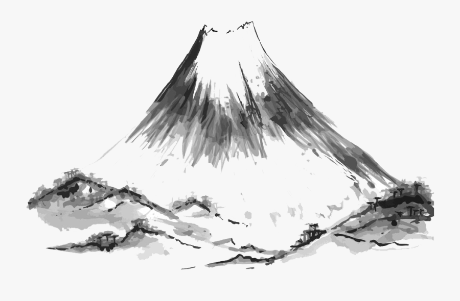Drawn Volcano Transparent - Japanese Painting Png, Transparent Clipart