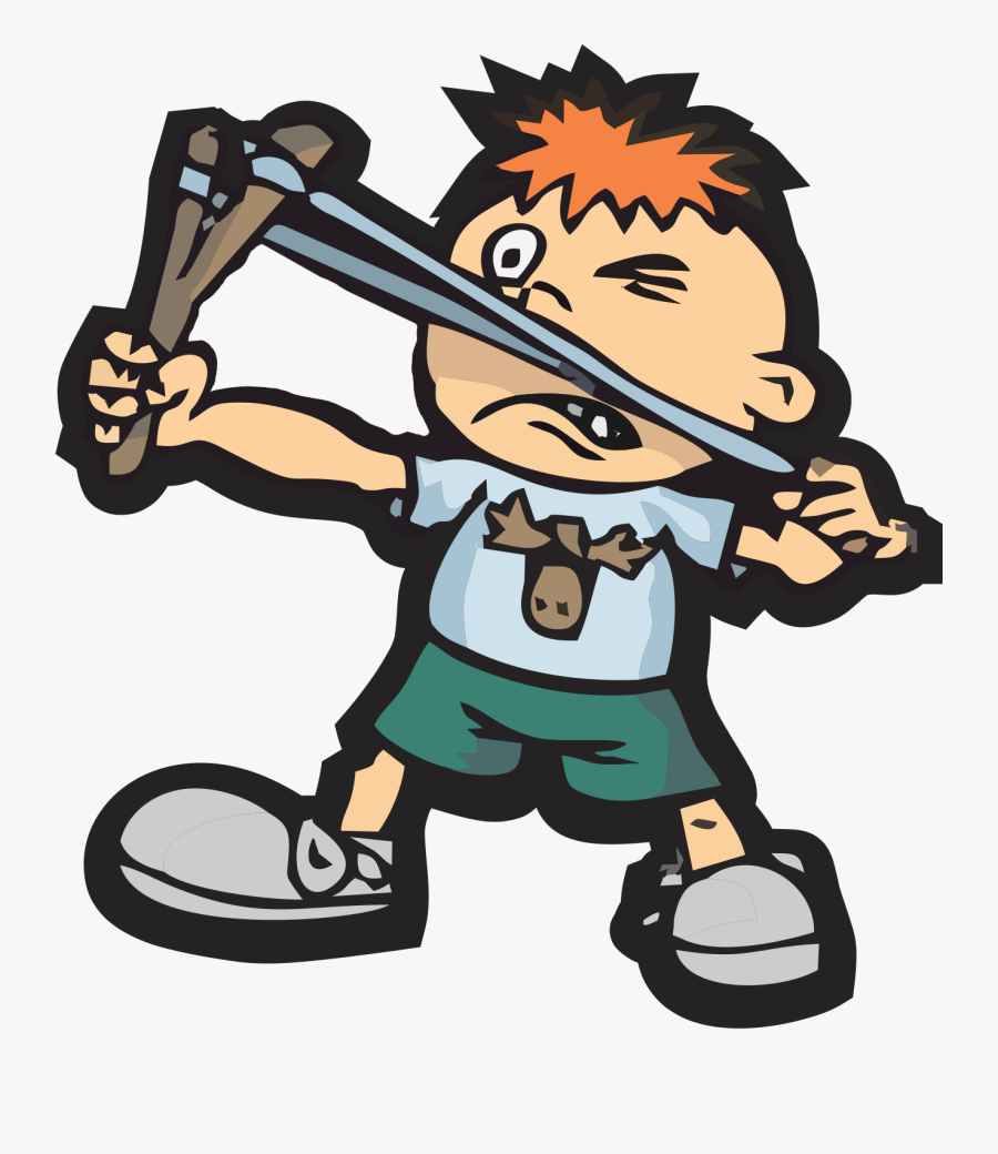 Stone Slinger Service Vancouver - Slingshot Kid Cartoon, Transparent Clipart