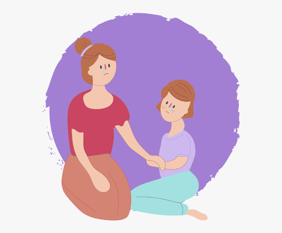 Girl Sitting Down Looking Sad With Mum Who Is Also - Illustration, Transparent Clipart