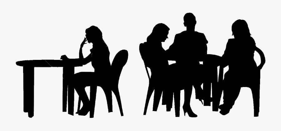 Transparent Sit At Table Clipart - People Sitting On Table Silhouette, Transparent Clipart