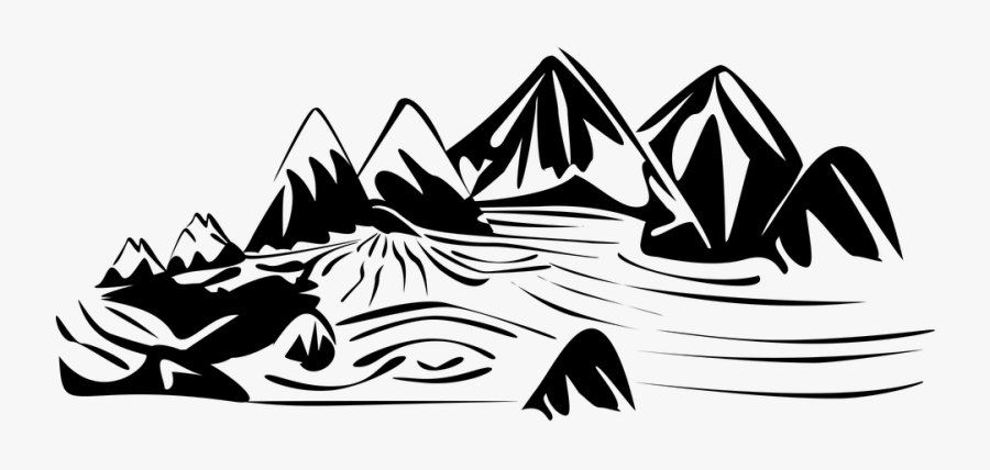 Lake Landscape Mountain River Rocks Rocky View - Rivers Clipart Black And White, Transparent Clipart