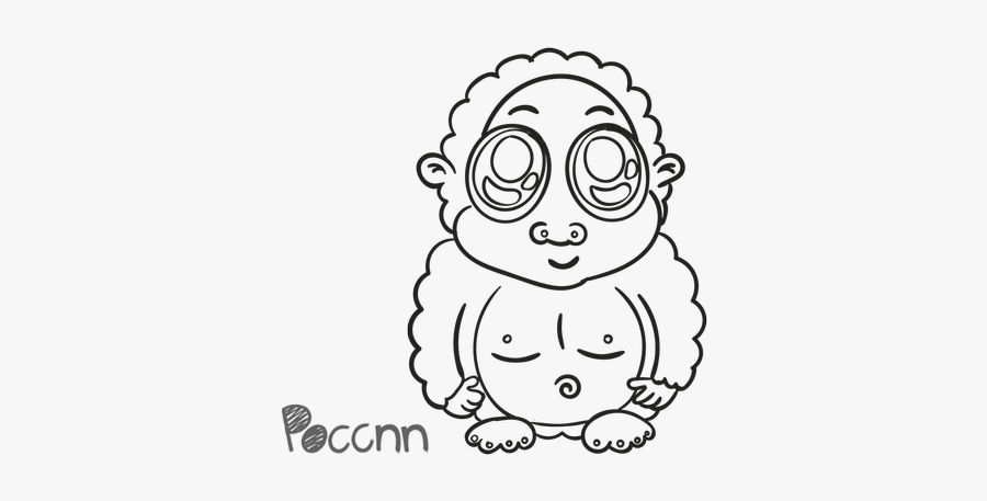 Cute Gorilla Lineart - Cartoon, Transparent Clipart