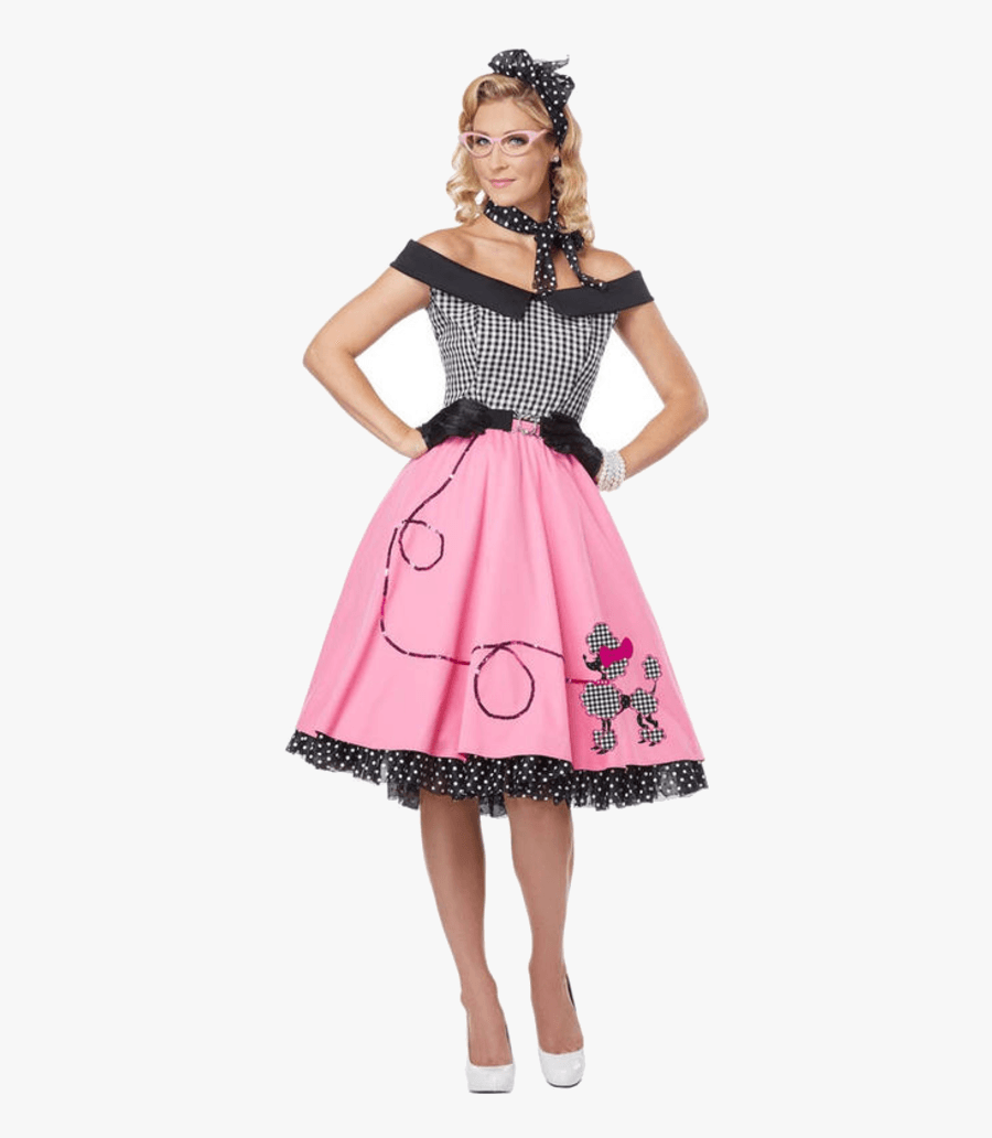 1950s Poodle Skirt Costume Party Sock Hop - Rock N Roll Dress, Transparent Clipart