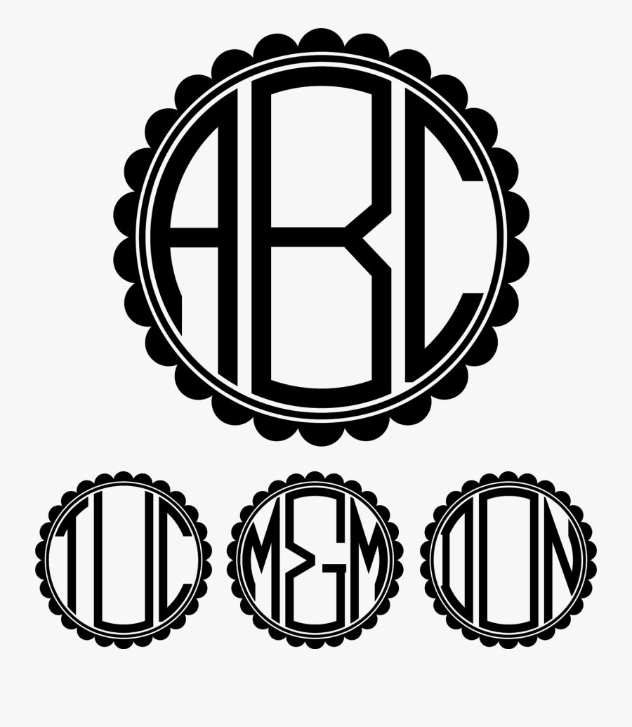 Clip Art Scalloped Circle Monogram - Arrow Monogram, Transparent Clipart