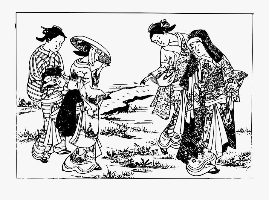 Four Ladies In The Countryside Clip Arts - Cartoon, Transparent Clipart