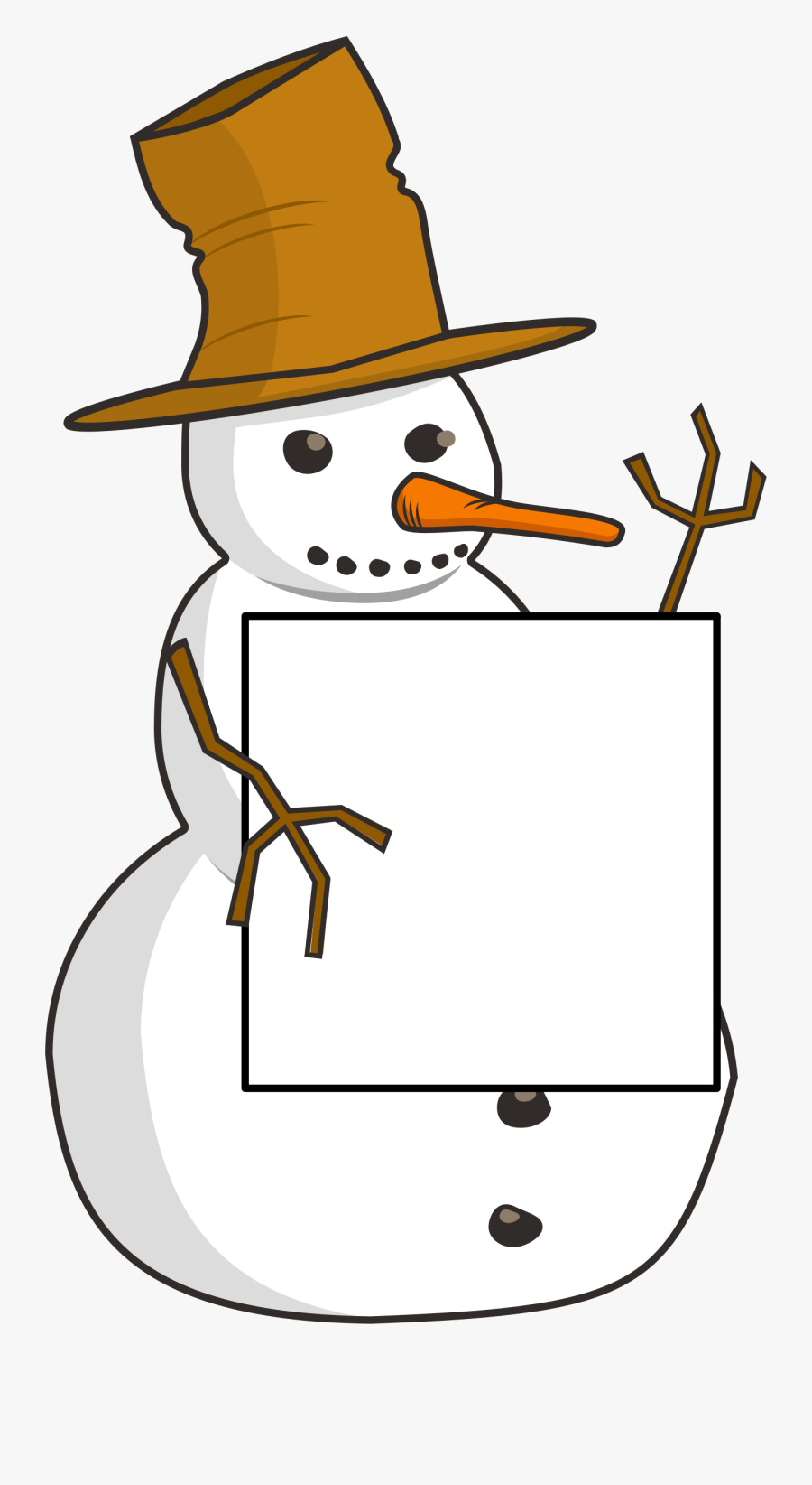 Transparent Snowman Clipart Png - Snowman With Sign Clipart, Transparent Clipart