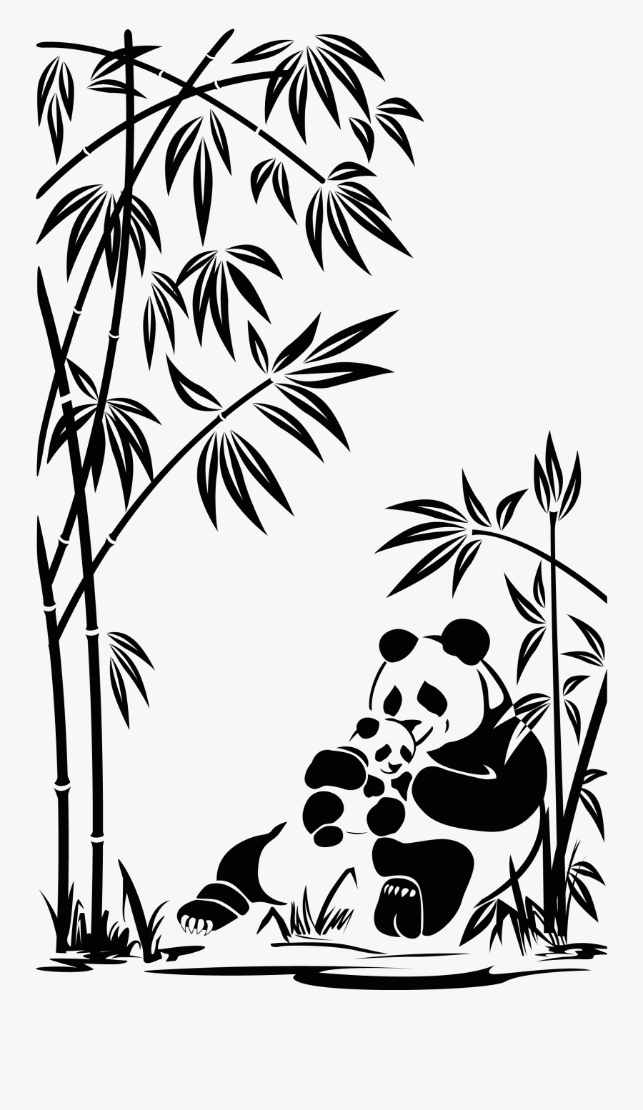 Panda With Bamboo Vector, Transparent Clipart