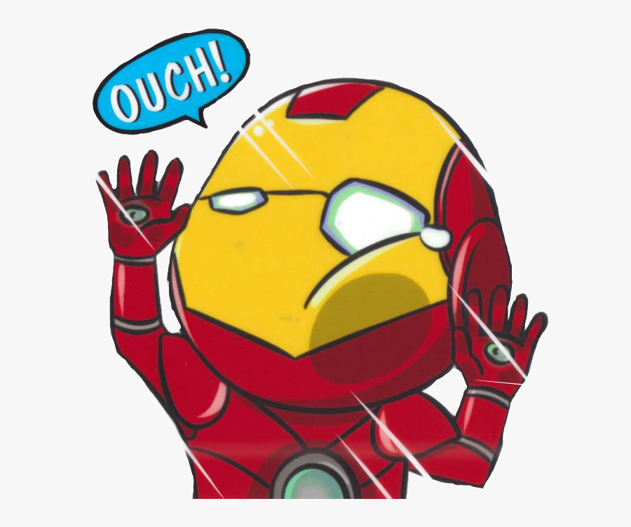 Ironman Cartooncartoni Animati Marvel Ouch Sticker - Iron Man Sticker Png, Transparent Clipart