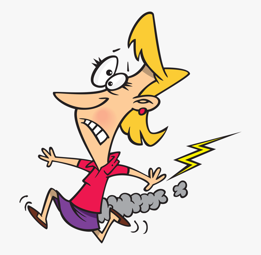 Cartoon Girl Struck By Lightning, Transparent Clipart