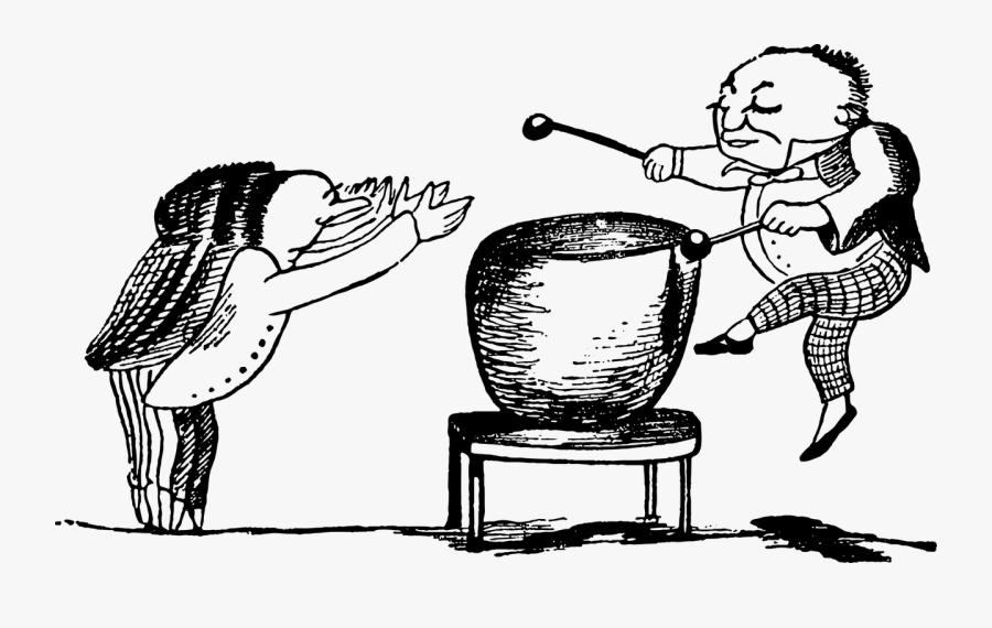 Svg Free Stock Urban Drawing Narrative - Old Man With A Gong, Transparent Clipart