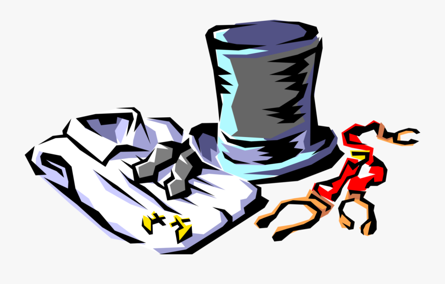Vector Illustration Of Formal Wear Top Hat With Suspenders,, Transparent Clipart