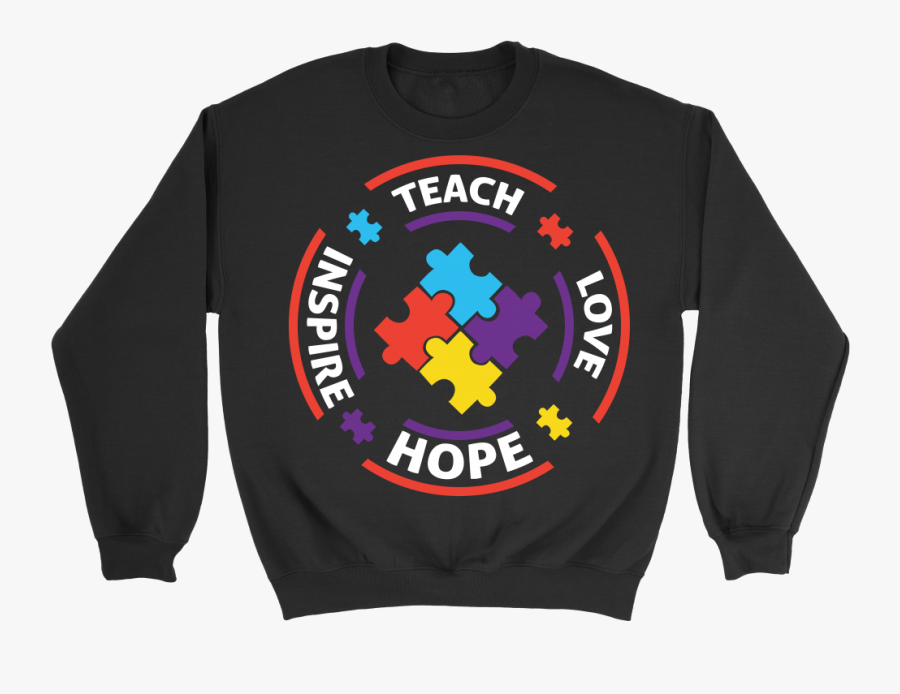 Teach Love Hope Inspire Autism Awareness V Neck/t Shirt/crewneck, Transparent Clipart