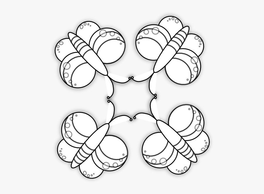 Butterfly Cluster Butterfies Black White Line Art 555px - Hindu Mandala To Color, Transparent Clipart