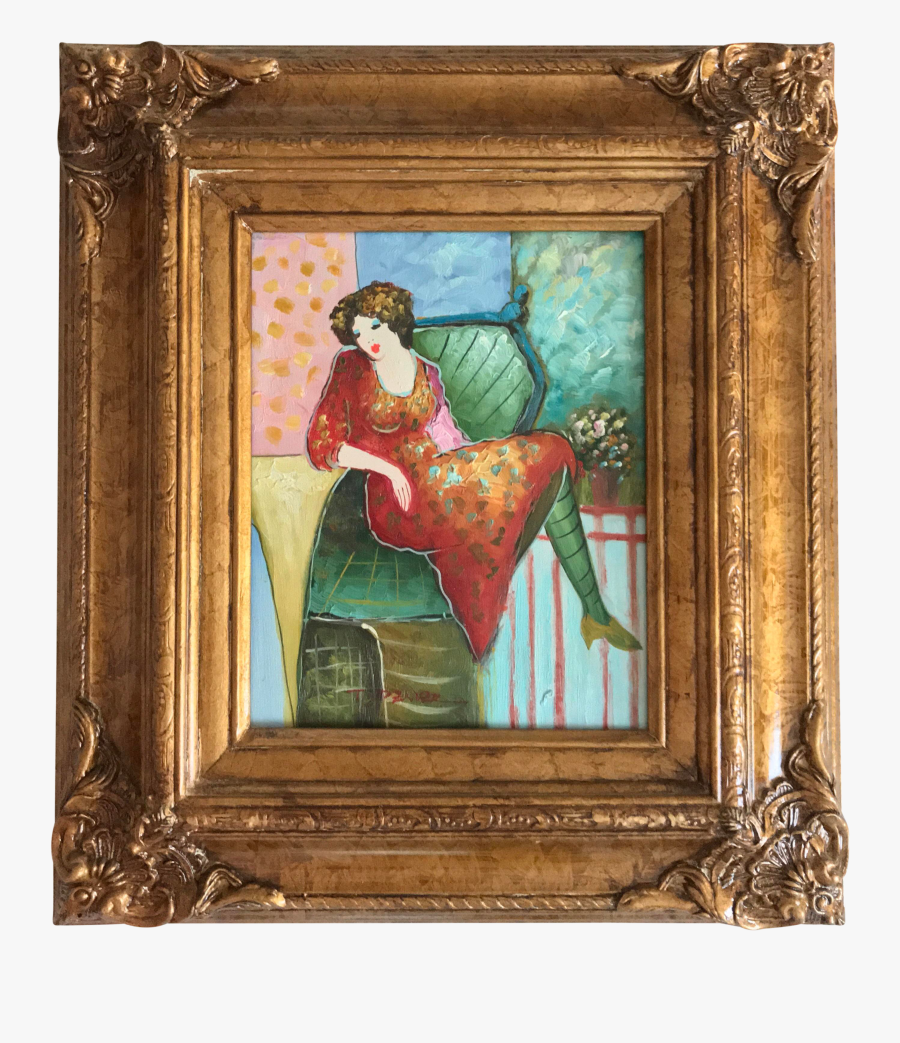 Clip Art Woman Framed Oil On - Picture Frame, Transparent Clipart