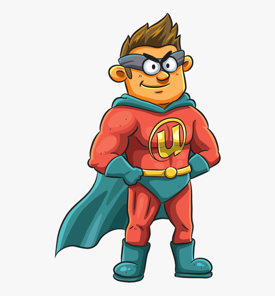 Clip Art Portfolio Categories - Hands On Hips Superhero Cartoon, Transparent Clipart